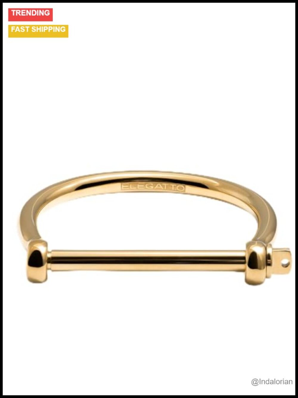 18K Gold Plated Stainless Steel Bangle Bracelet Unisex Designer Jewelry